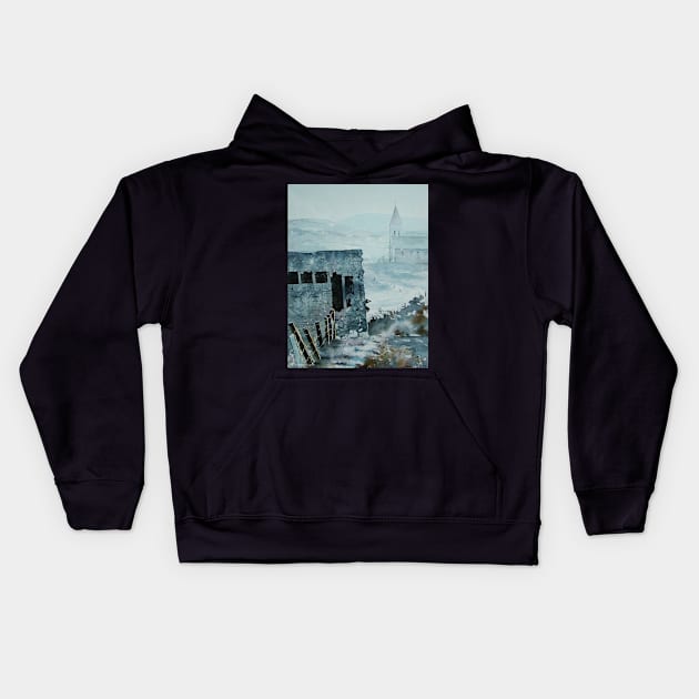 Burn Braes in Winter Kids Hoodie by arlyon